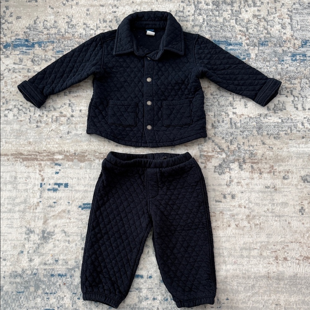 Quilted Navy Blue Jacket and Pants Set